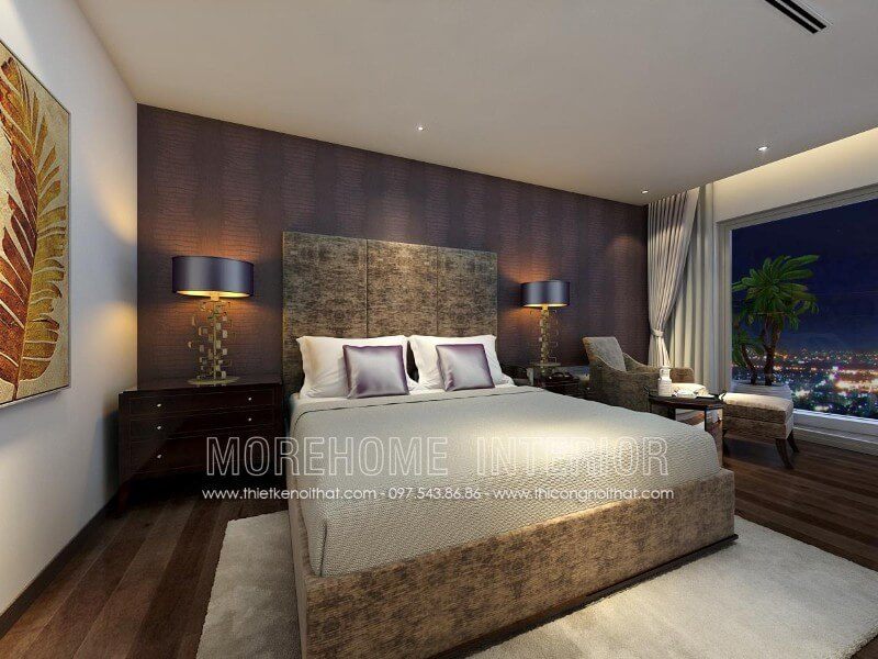 Mẫu giường ngủ bọc nỉ hiện đại đẹp được hoàn thiện bởi Morehome