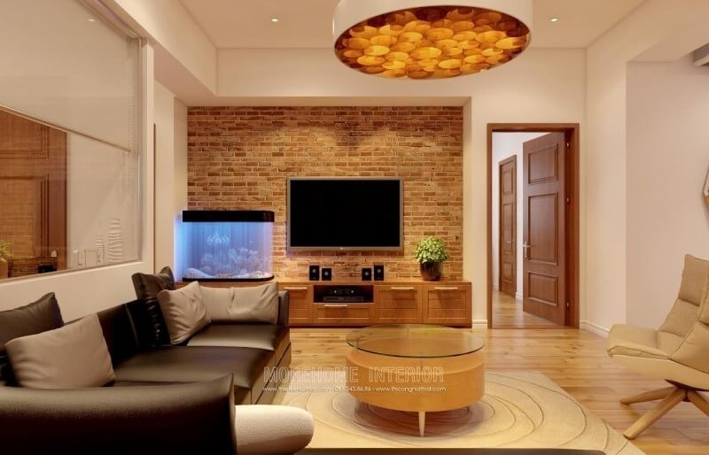 Mẫu bàn trà decor hình tròn, nhẹ nhàng dễ di chuyển cùng không gian lưu trữ rộng phía dưới mặt bàn.